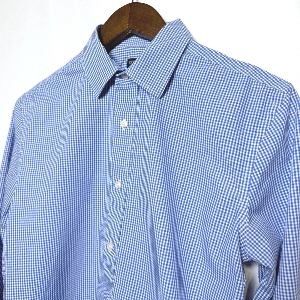 Crewcuts J.Crew Boys Thompson Gingham Button Down Shirt Blue White Size 14